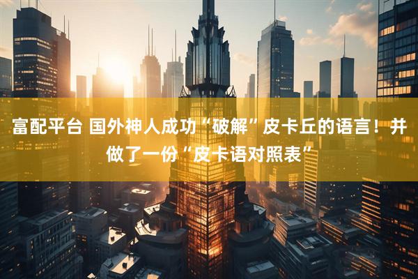 富配平台 国外神人成功“破解”皮卡丘的语言！并做了一份“皮卡语对照表”